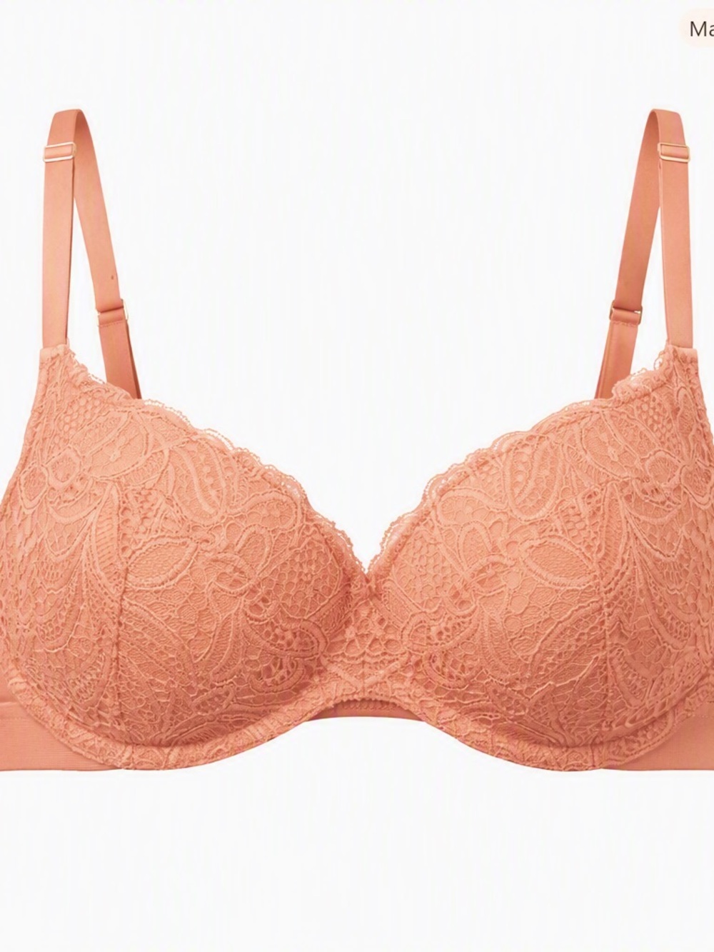 New LIVELY Padded Underwire T-Shirt Lace J- Hook Bra Terracotta 32C